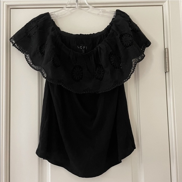 LOFT Scalloped Lace Off Shoulder Top XS - Picture 2 of 6